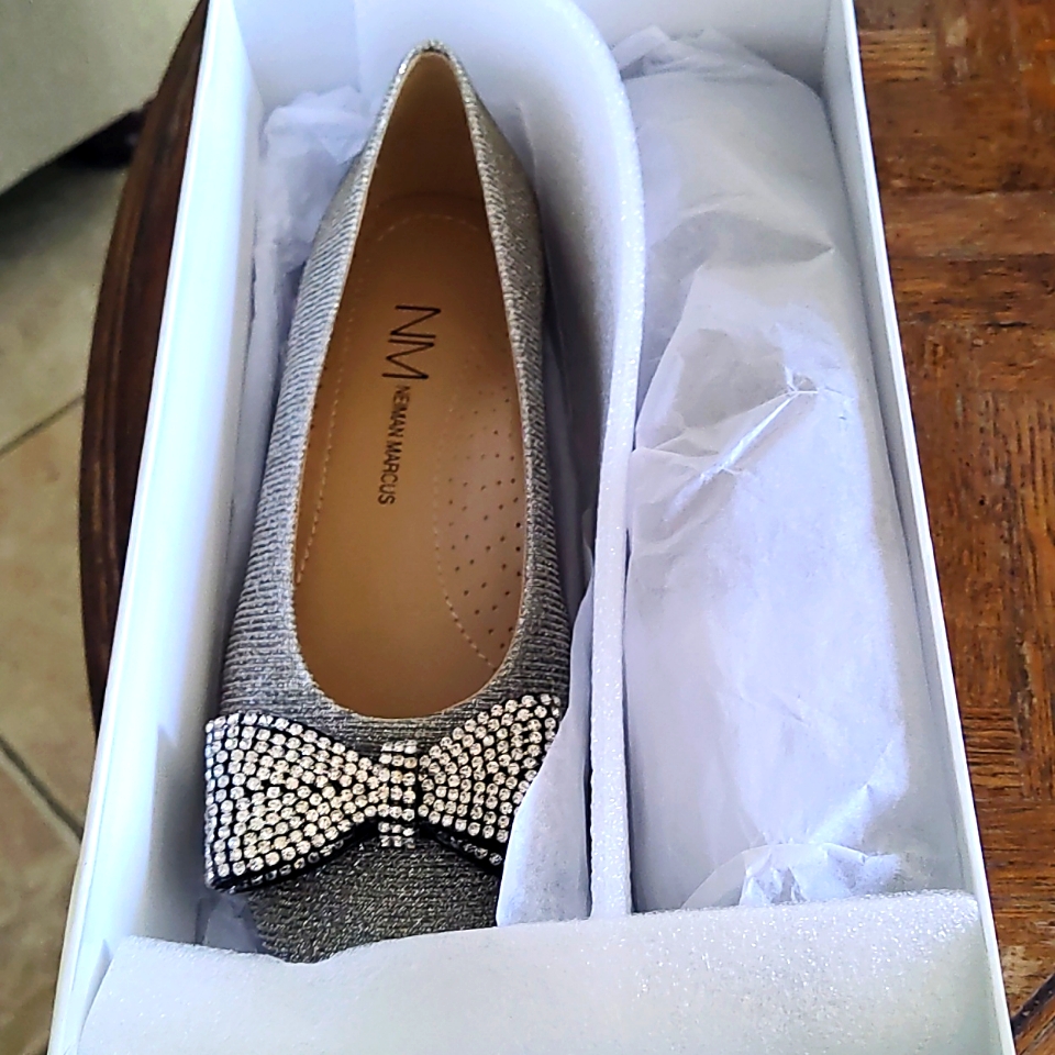 Brand New Beautiful Neiman Marcus Gissy Platinum Flats 75 M Brand New Beautiful Neiman Marcus Gissy Platinum Flats 75 M